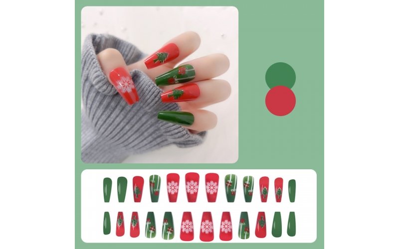 Red & Green Christmas Press-On Nails