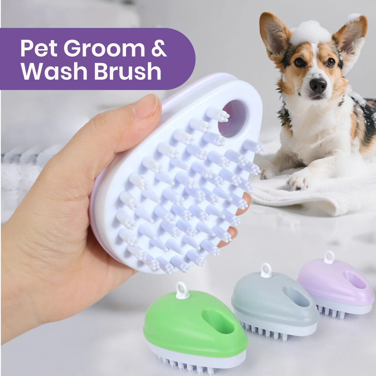 Multi-Functional Pet Wash Brush with Shampoo Dispenser
