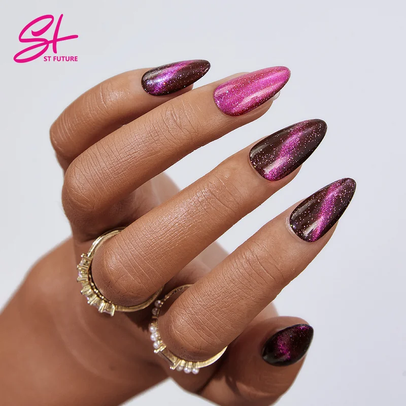 St Future Purple Chrome Dark Academia Press-On Nails