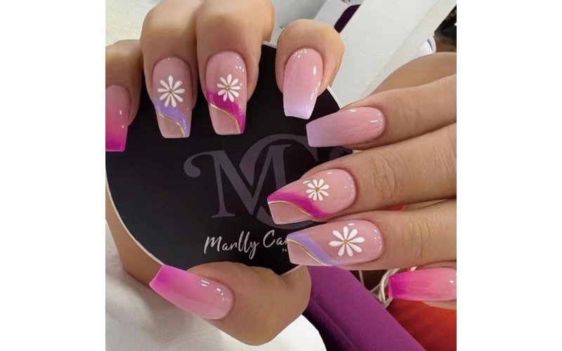 Pink Floral Mismatched Spring Press-On Nails
