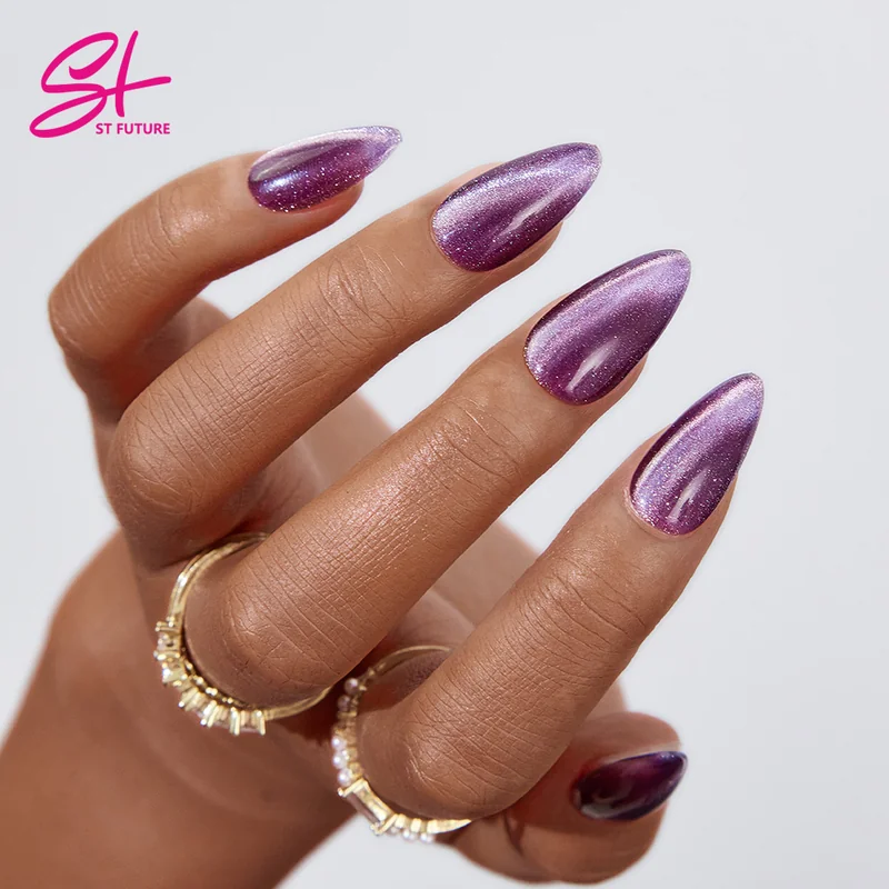 St Future Purple Chrome Dark Academia Press-On Nails