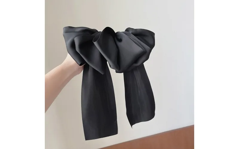 St Future French Satin Long-Ribbon Bow Hair Clip
