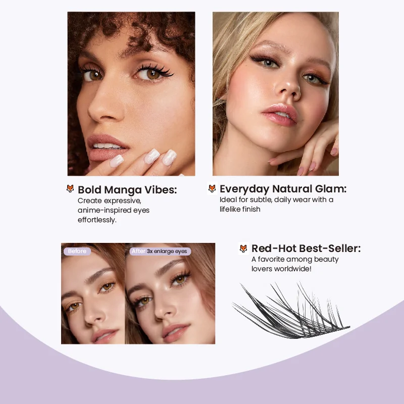 St Future Enchanted mixed colored Fox Segment Cluster Lashes-Cluster Lashes