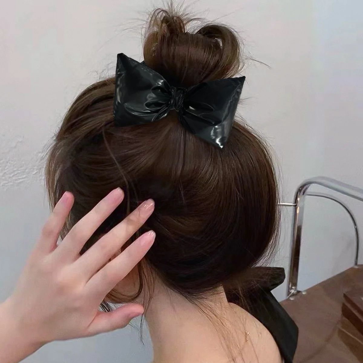 St Future Black Satin Bow Headband & Clip Collection