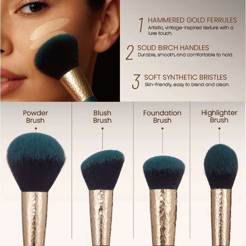 St Future Artisan Hammered Gold 4-Piece Makeup Brush Set