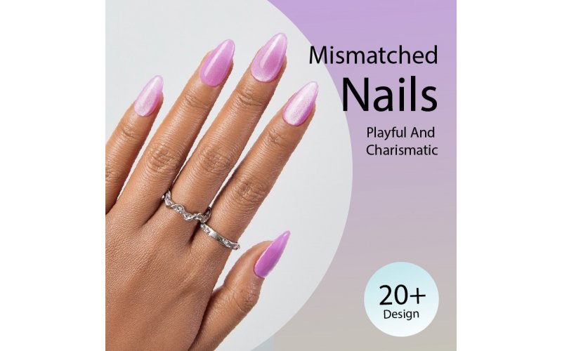 Purple Mismatched Spring Press-On Nails