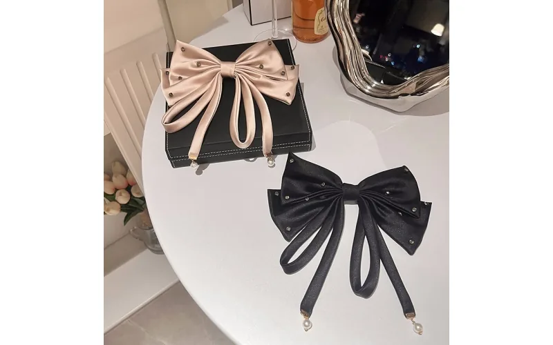 St Future Rhinestone-Accent Satin Bow Hair Clip