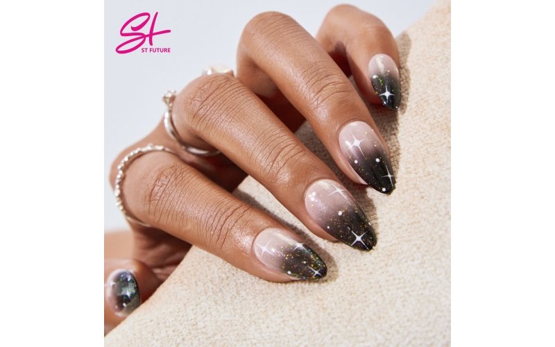 Black & Silver Dark Academia Press-On Nails