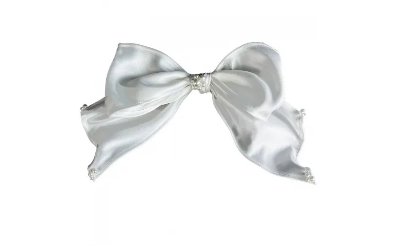 St Future New Bride's Exaggerated Pearl Satin Bow Hair Clip, Simple Bridal Dress Accessory - Customizable Styles and Colors
