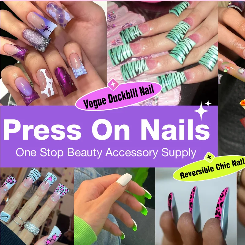 St Future Reversible Duckbill Press-On Nails