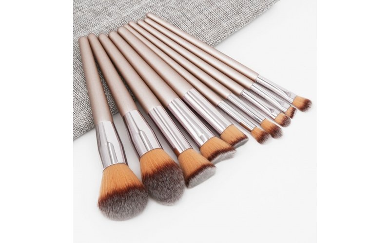 10-Piece Champagne Makeup Brush Set