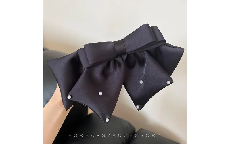 St Future Pearl-Accent Satin Bow Hair Clip