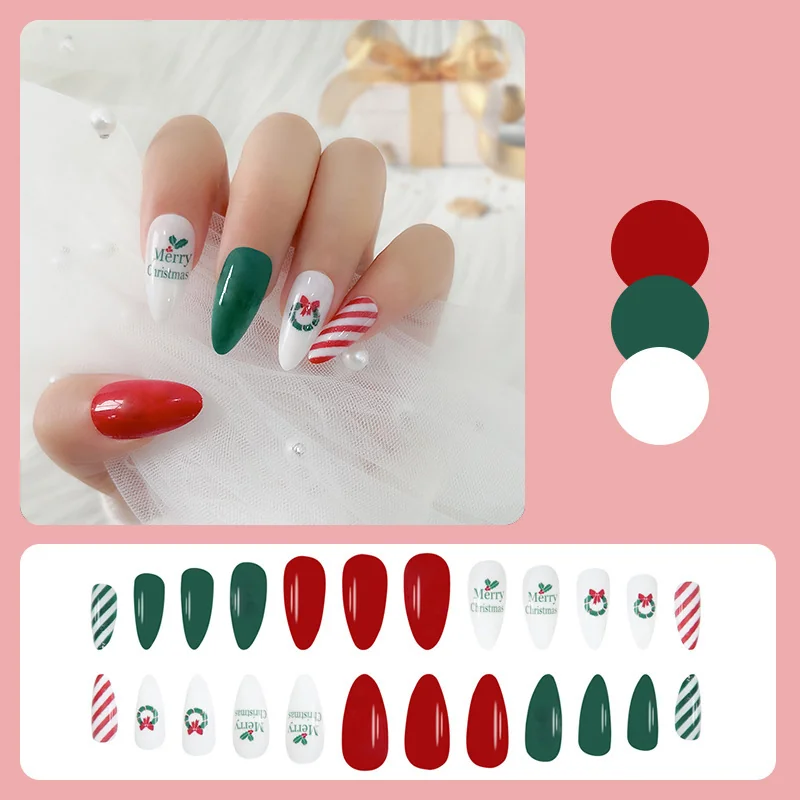 St Future Red & Nude Christmas Press-On Nails