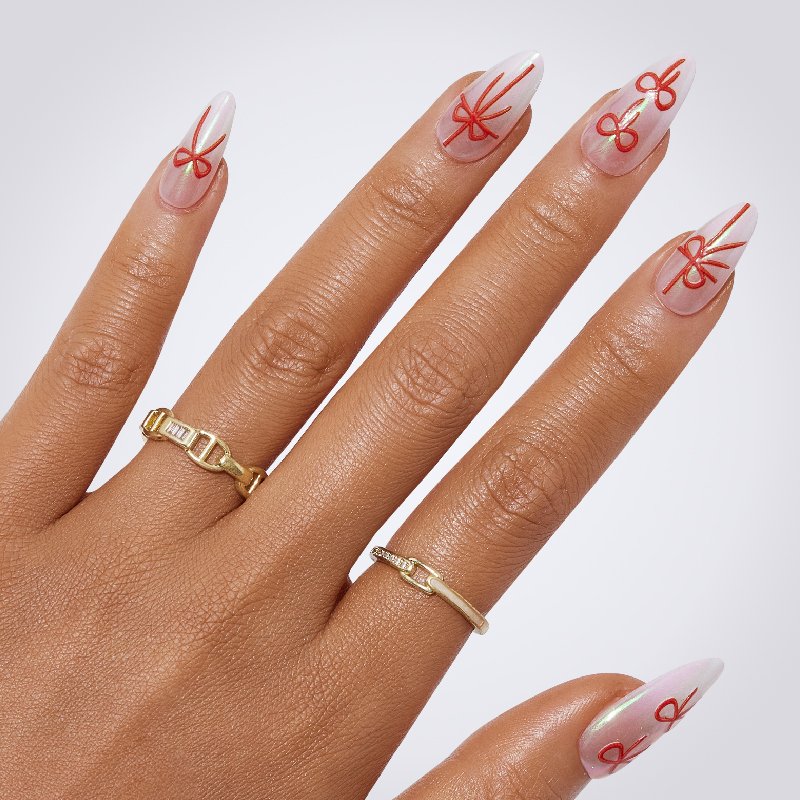Romantic Charm Bow Press-On Nails