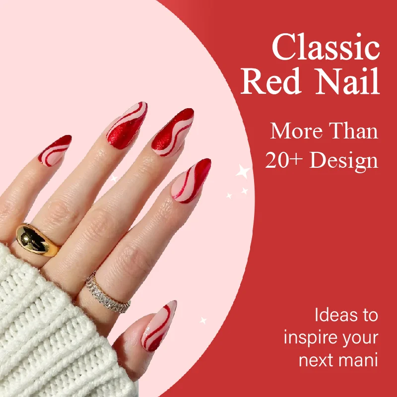 St Future Classic Red 20+ Design Press-On Nails