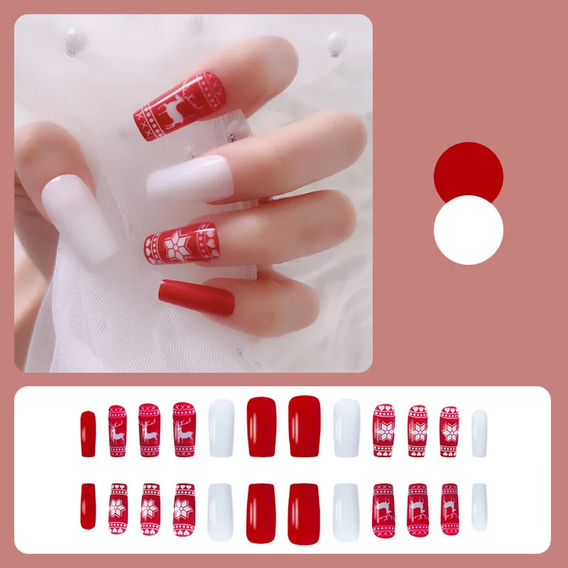 St Future Red & Nude Christmas Press-On Nails