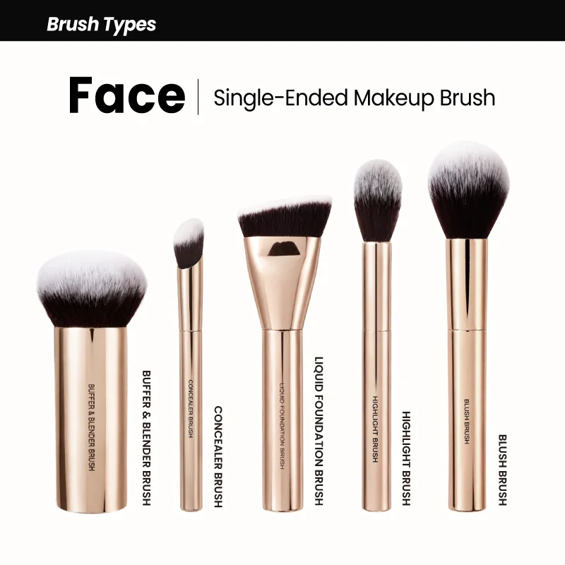 St Future Collection de pinceaux de maquillage à double extrémité entièrement en aluminium