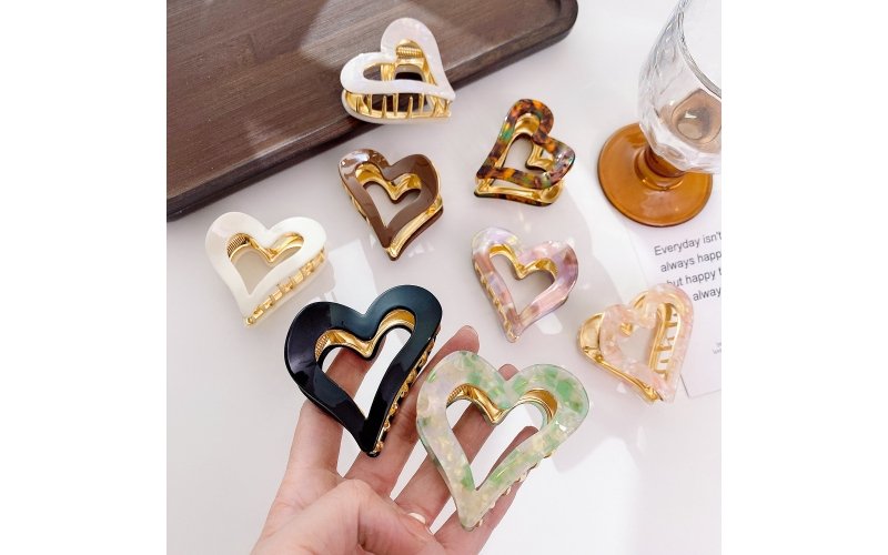 Heart-Shaped Acetate Claw Clip Collection