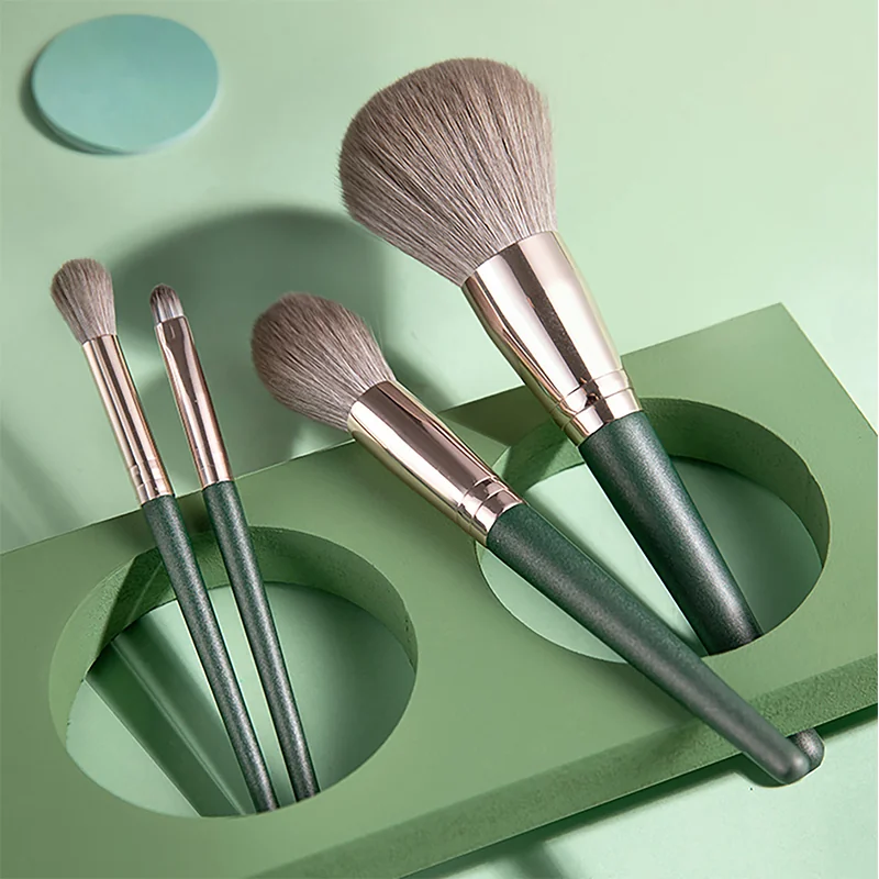 St Future Ensemble de pinceaux de maquillage vert olive 14 pièces