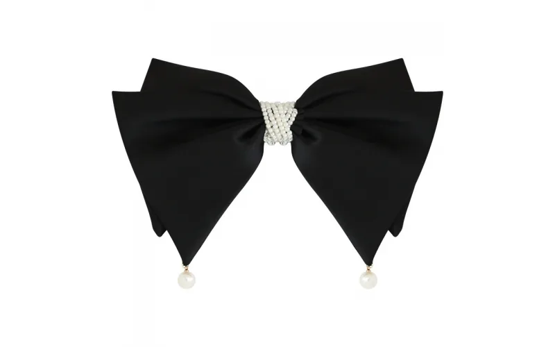 St Future Collection Clip de printemps Satin & Pearl Bow