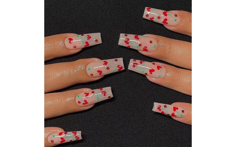 St Future Red & White Valentine Nail Art Press-On Nails