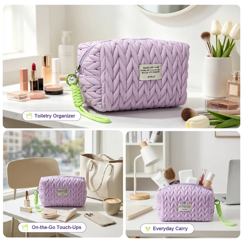 St Future Quilted Puffy Large-Capacity Cosmetic Bag