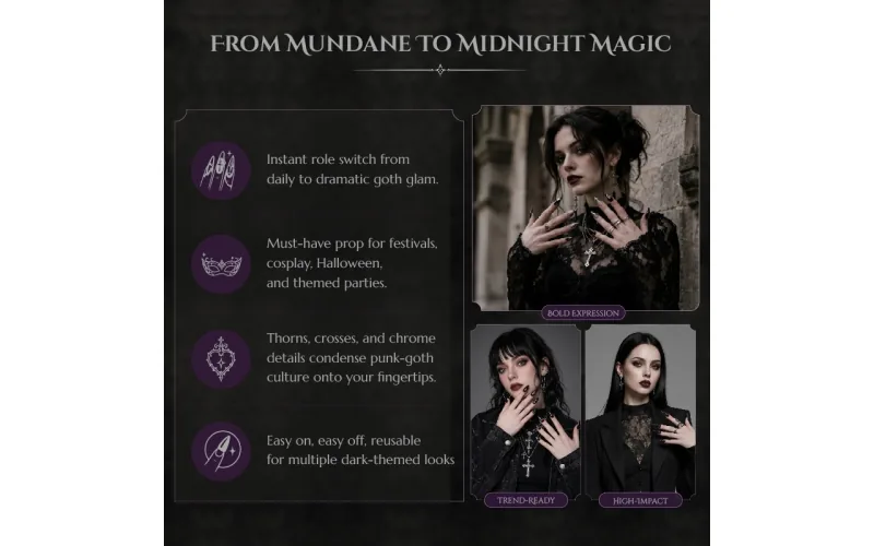 St Future Nocturne Veil Gothic Press-On Nails