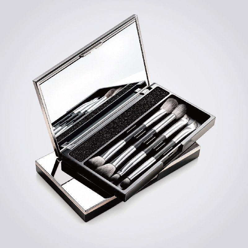 St Future Travel-friendly 8-in-1 Portable Flip - Top Mirror  Makeup Brush Set With Case