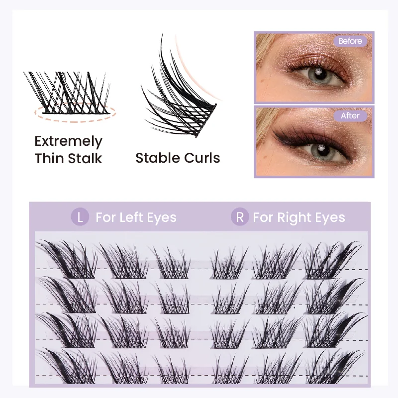 St Future Enchanted mixed colored Fox Segment Cluster Lashes-Cluster Lashes