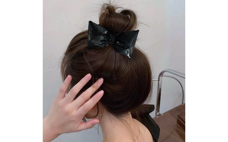 Black Satin Bow Headband & Clip Collection