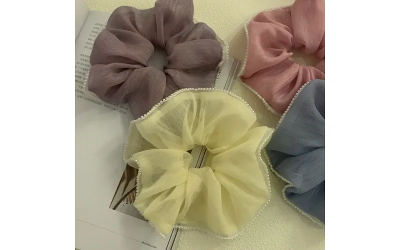 St Future Pleated Mesh Two-Tone Scrunchie Collection