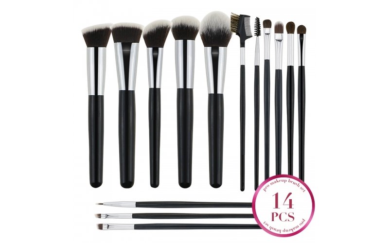 Juego de brochas de maquillaje esenciales de 14 piezas