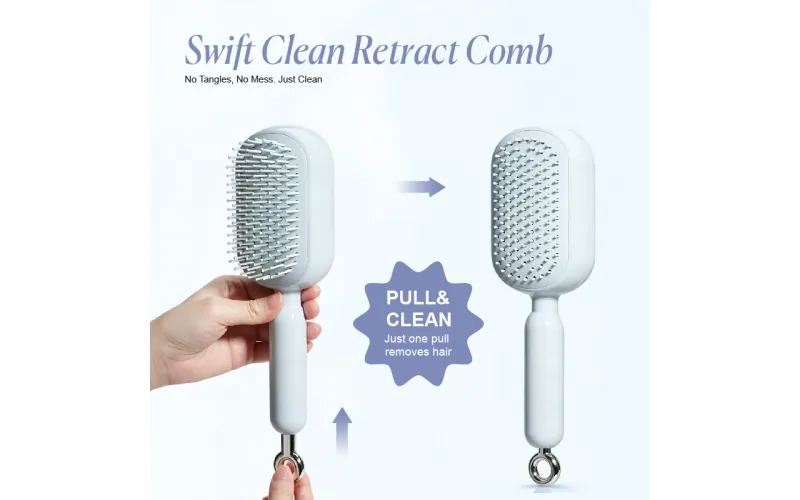 St Future Self-Cleaning ABS & TPE Retractable Hair Brush
