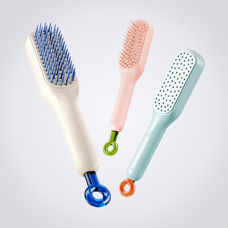 Self-Cleaning ABS & TPE Retractable Hair Brush