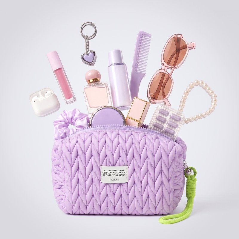 Quilted Puffy Large-Capacity Cosmetic Bag