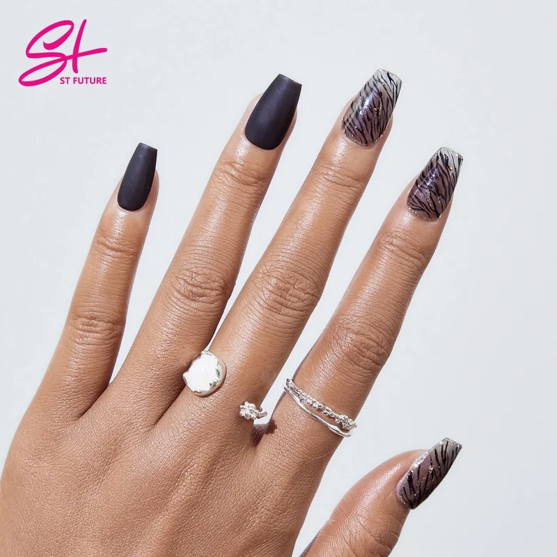 St Future Purple Chrome Dark Academia Press-On Nails