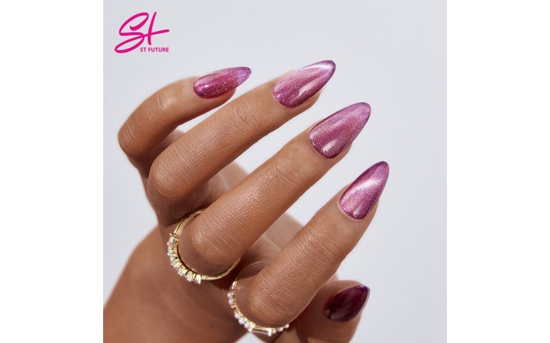 Purple Chrome Dark Academia Press-On Nails