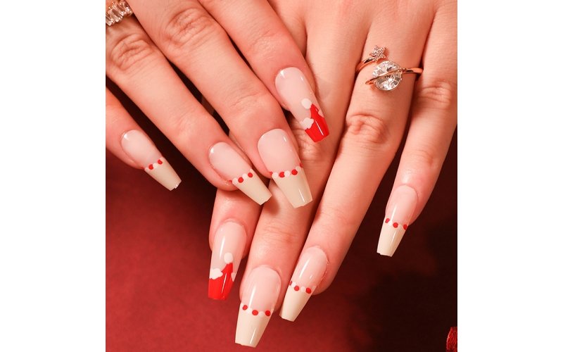 Festive French Christmas Press-On Nails