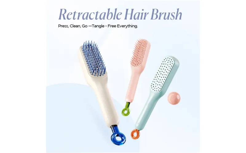St Future Self-Cleaning ABS & TPE Retractable Hair Brush