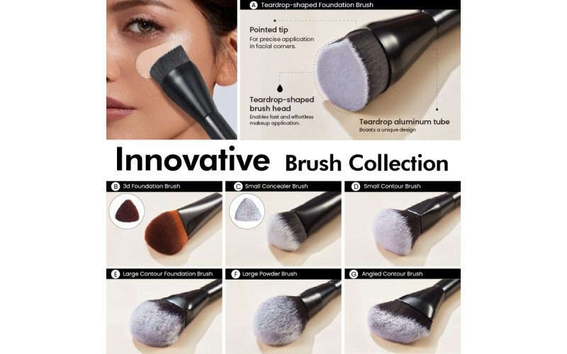 Colección de brochas de maquillaje de diseño 3D