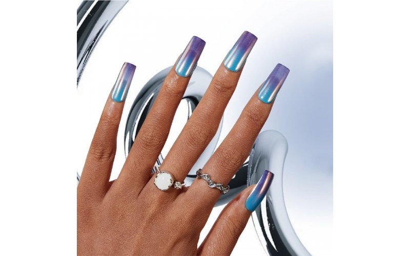 Electroplated Iridescent Glam Press-On Nails
