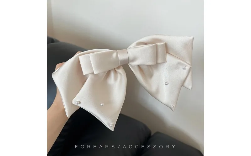 St Future Pearl-Accent Satin Bow Hair Clip