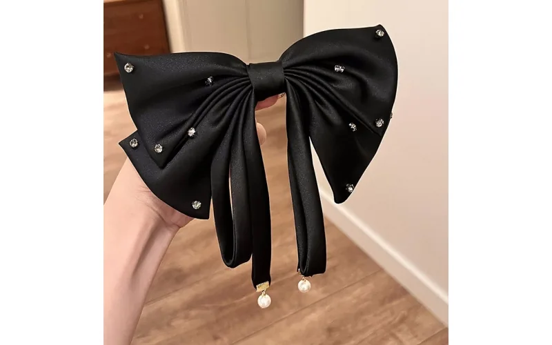 St Future Rhinestone-Accent Satin Bow Hair Clip
