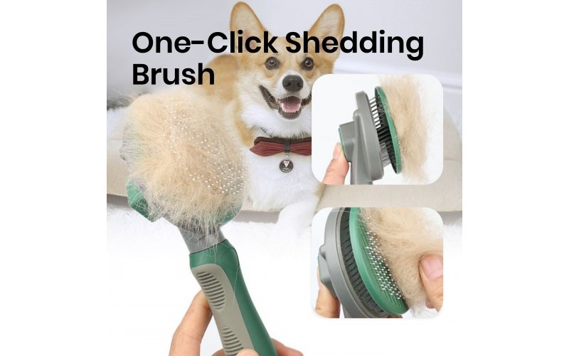One-Click Self-Cleaning Pet Shedding Brush