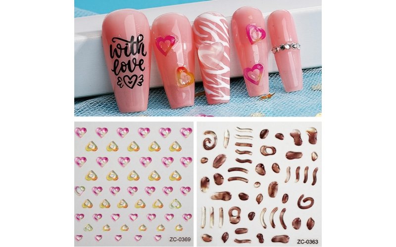 5D Embossed Nail Art Stickers