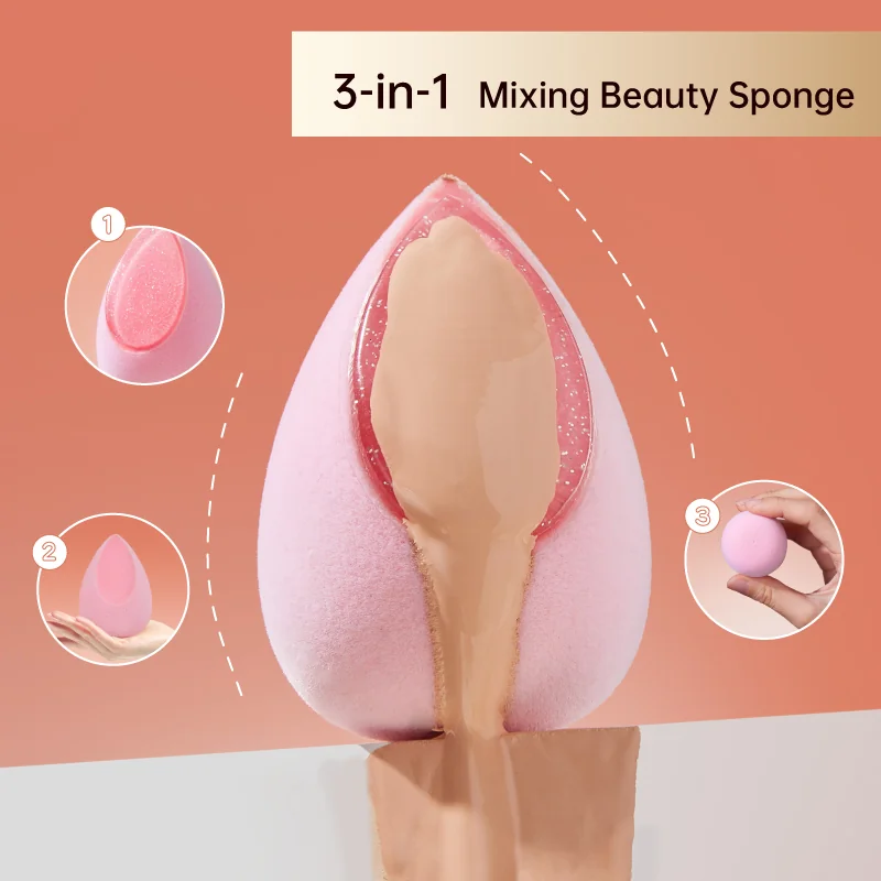 Colección de esponjas de belleza para mezclar texturas múltiples 3 en 1