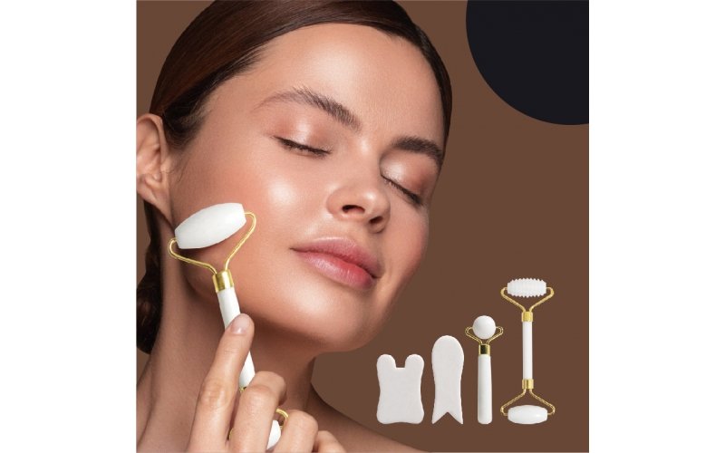 St Future Rouleau facial et Guasha en jade blanc Xiuyan