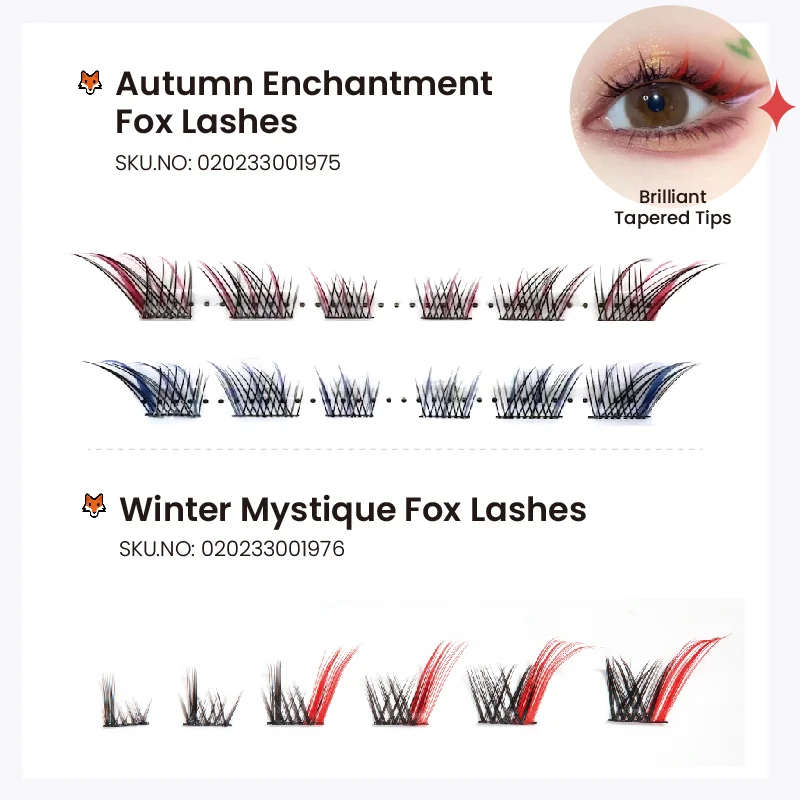 St Future Enchanted mixed colored Fox Segment Cluster Lashes-Cluster Lashes