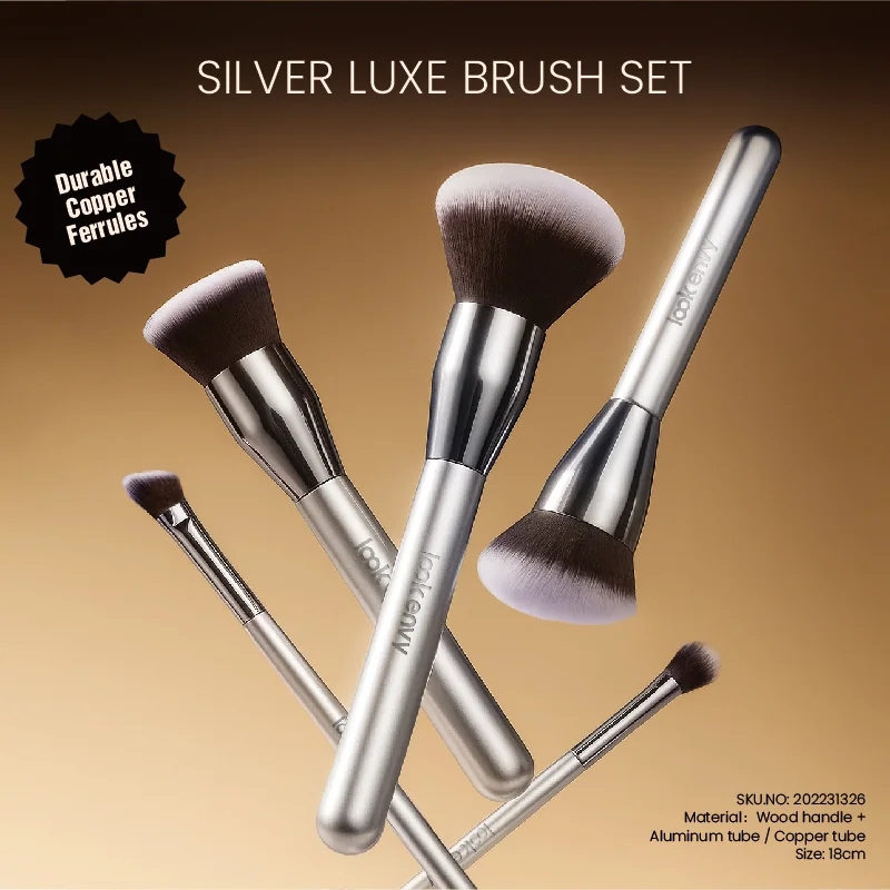 St Future Silver Luxe 5-Piece Metallic Makeup Brush Set