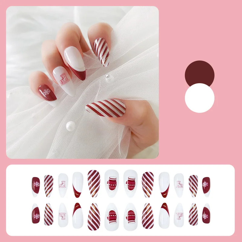 St Future Red & Nude Christmas Press-On Nails